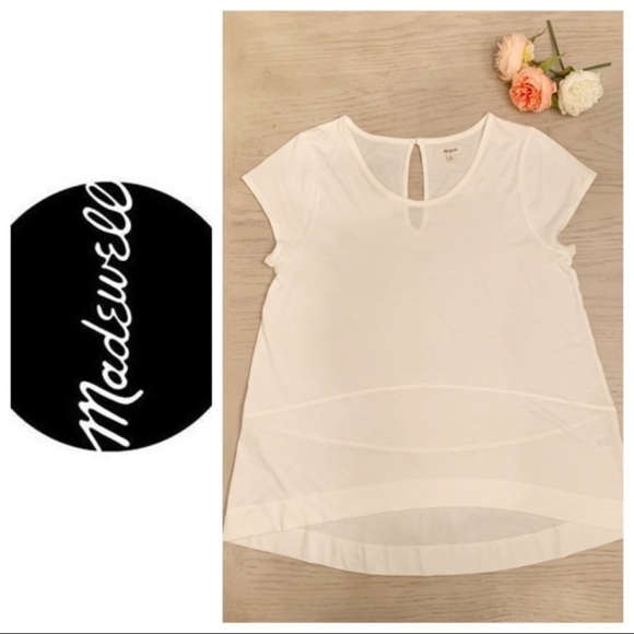 Madewell white high-low T-shirt w/ keyhole back size XS casual lightweight - Picture 1 of 7